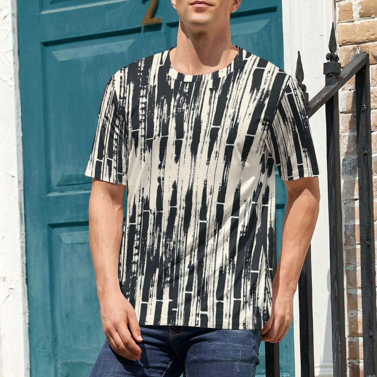 Shibori Tie Dye - 夏用Tシャツ ブラックタイダイTシャツ シボリプリント カワイイ ヴィンテージTシャツ 男性用