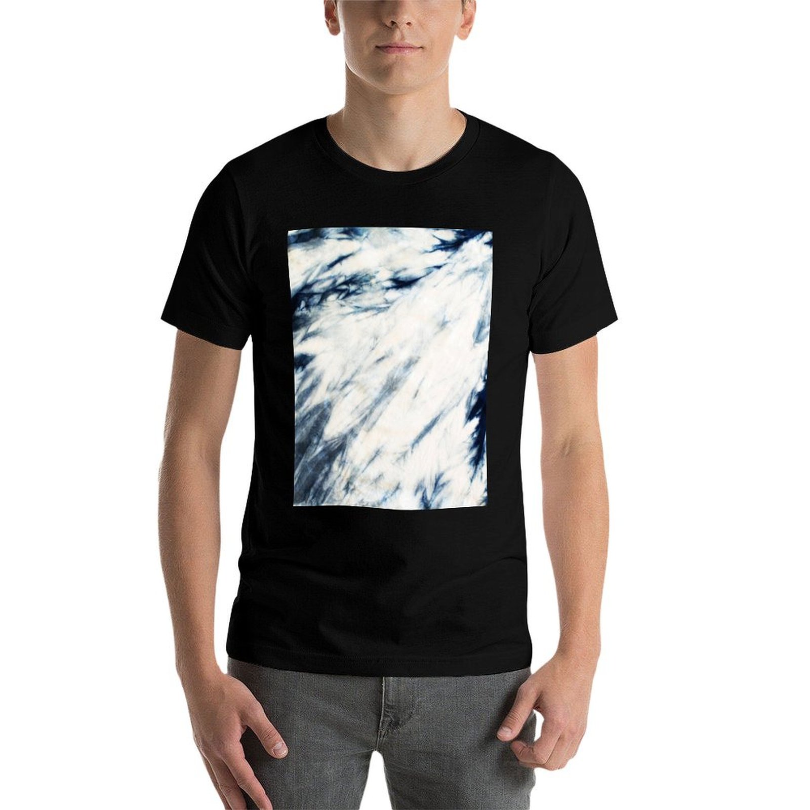織り染めのインディゴ大理石模様Tシャツ。伸縮性に優れたスポー - Shibori Tie Dye のレビューと価格