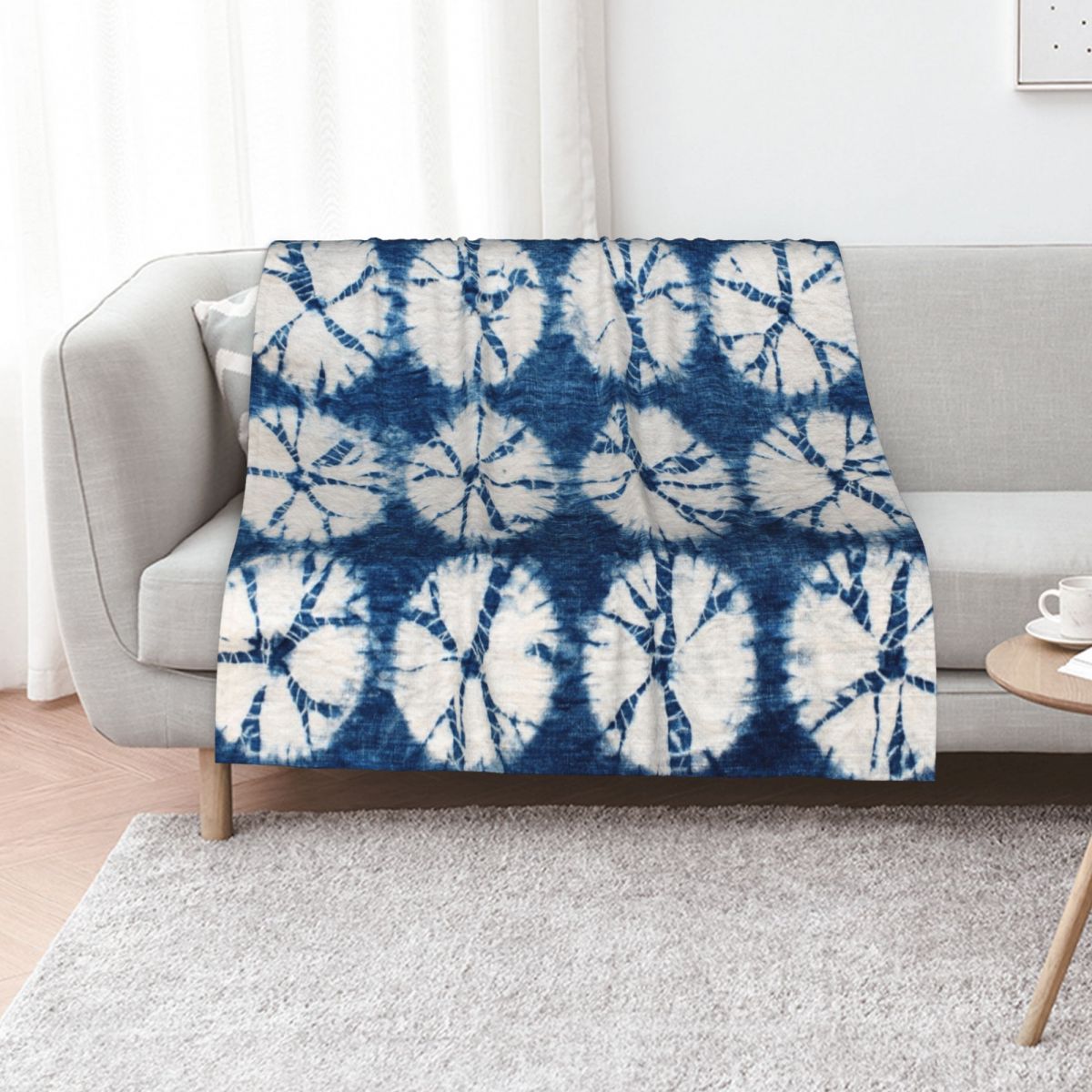 絞り染め模様、藍染め、タイダイ柄のブランケット、ヘアアクセサ - Shibori Tie Dye のレビューと価格