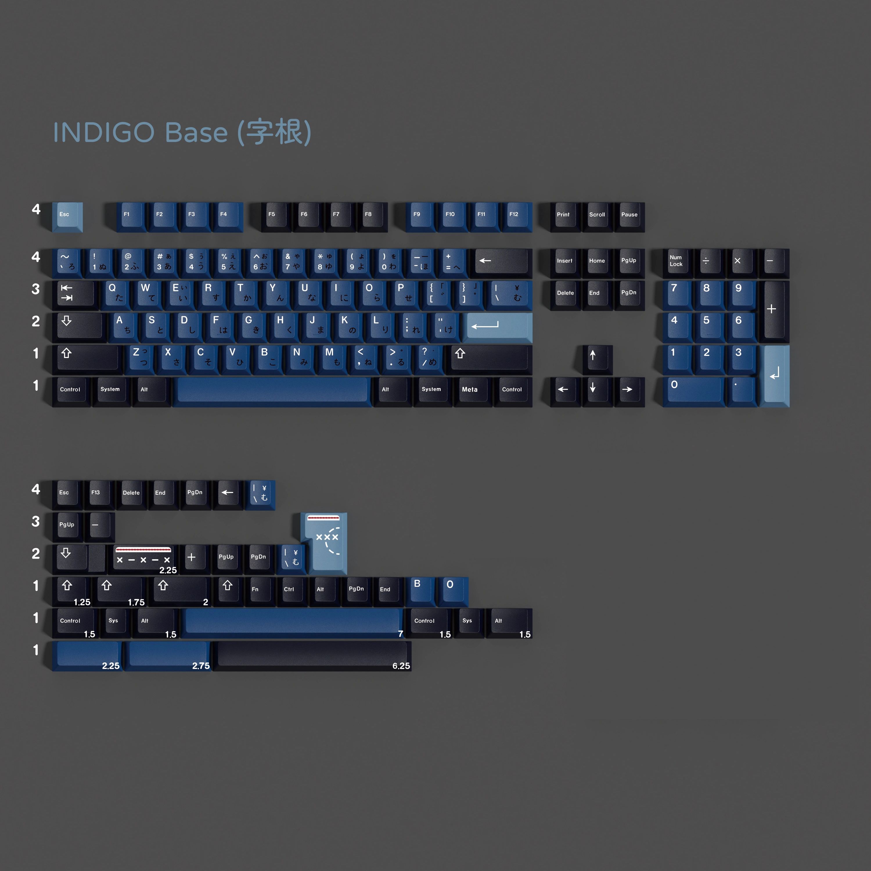 PBT GMK インディゴキーキャップセット英語日本語キーキ - Indigo Dye Kit のレビューと価格