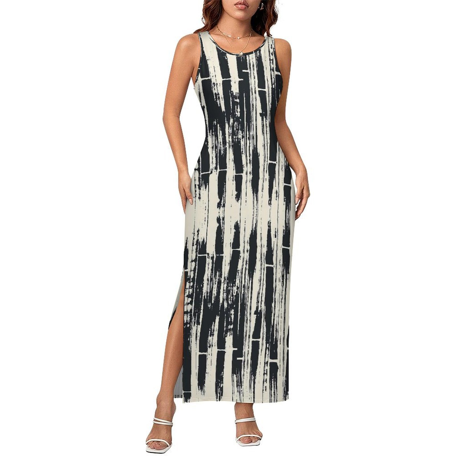 ブラックタイダイドレス ノースリーブ シボリプリント ストリ - Shibori Tie Dye のレビューと価格