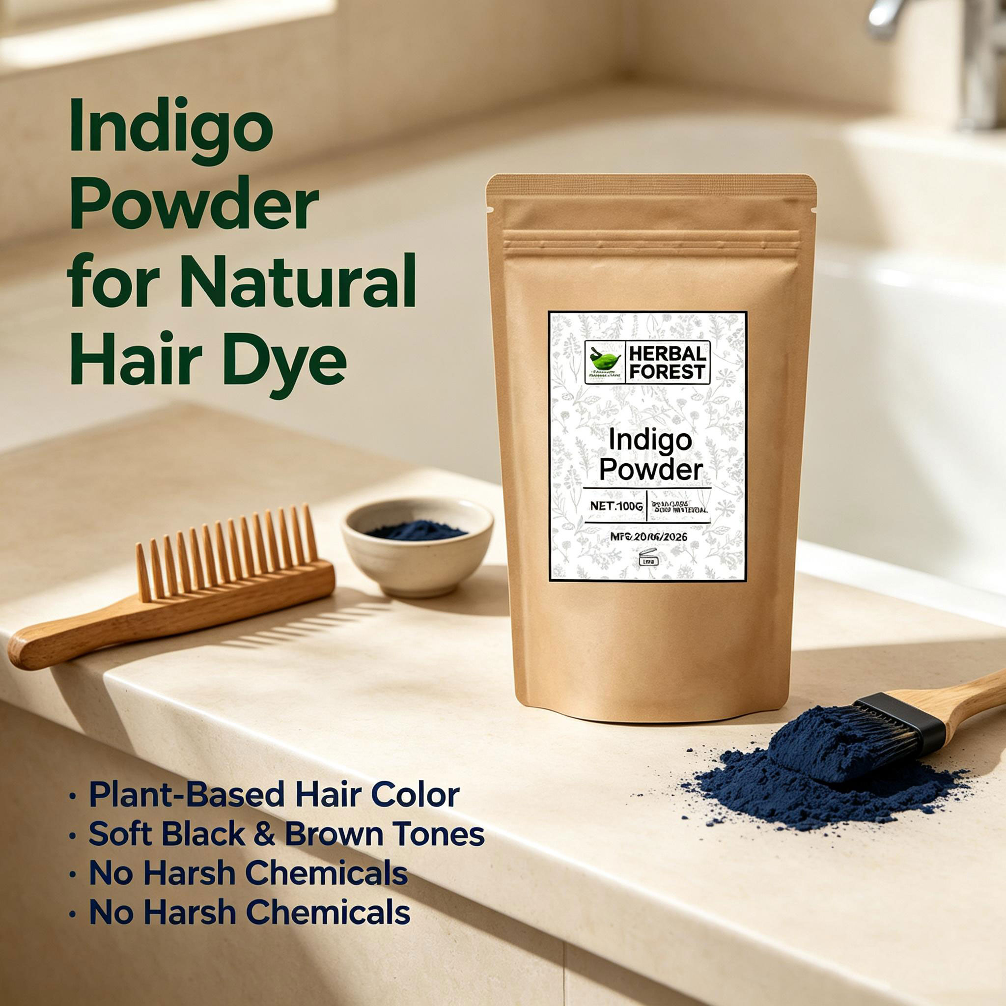 インド産の天然植物由来のヘアカラー剤、インディゴパウダー。ヘ - Indigo Dye Kit のレビューと価格